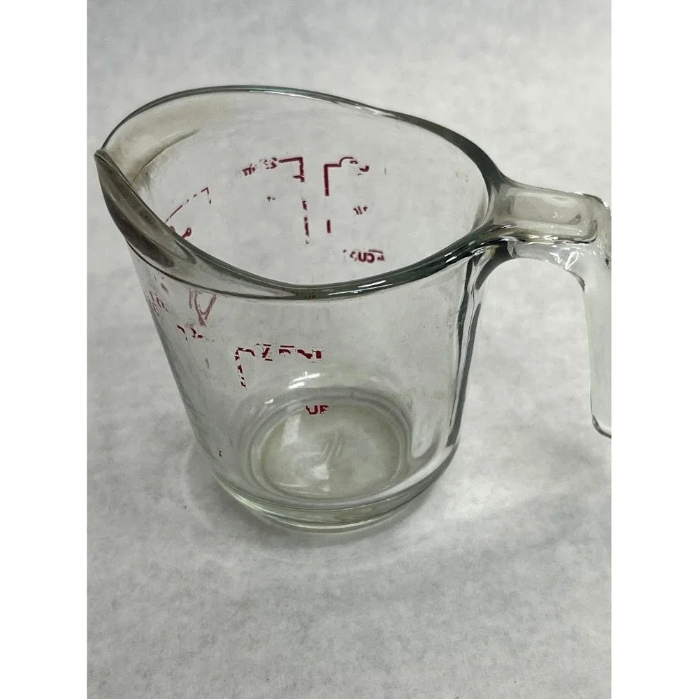 Vintage Anchor Hocking Glass Measuring Cup 1 Cup Red Anchor Logo Spout Handle